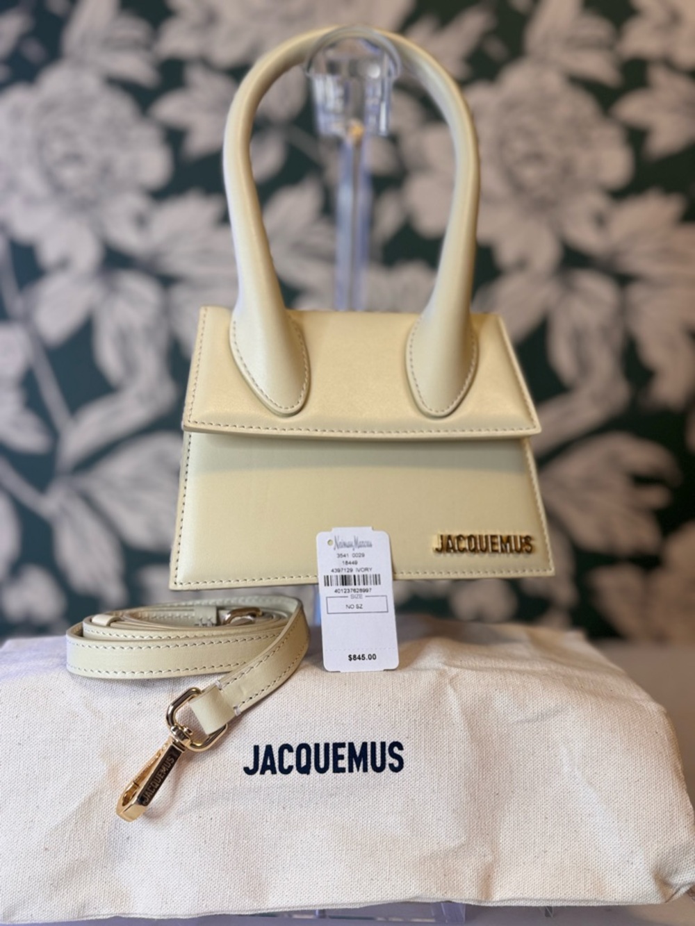 Jacquemus Authentic Mini Top-Handle Bag in Cream Leather w/Dusty Never Carried